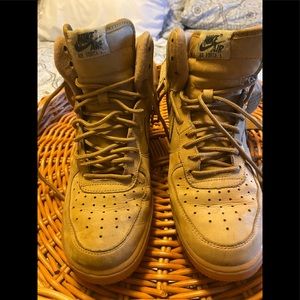 High top tan suede Nike Airforce1